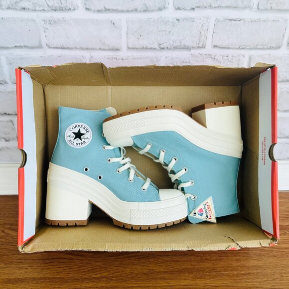 Converse Chuck 70 DE LUXE HEEL HI Platform 7.5 WOMEN Boots Sneakers Teal A08279C - Picture 9 of 11
